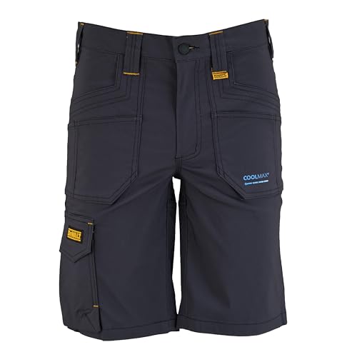 DEWALT Barrington Men's Slim Fit, Coolmax, Stretch, Utility Cargo Work Shorts, Grey/Black, W38