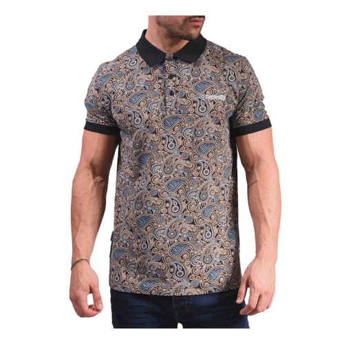 Lambretta Mens Brand Paisley Short Sleeve Polo Shirt (UK, Alpha, XXL, Regular, Regular, Navy/Smoke Blue) - Image 3