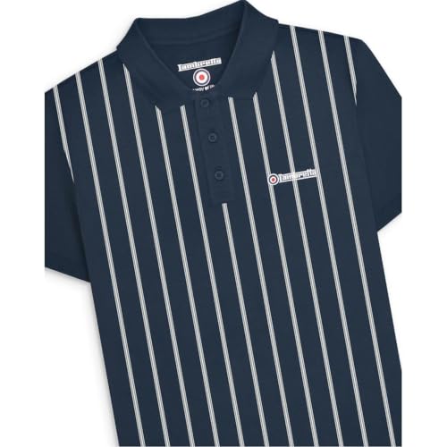 Lambretta Mens Pins Polo Navy/White XXL - Image 4