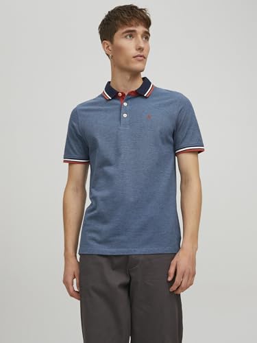Jack & Jones Men's Jjepaulos Polo Ss Noos Polo Shirt, Denim Blue, XL