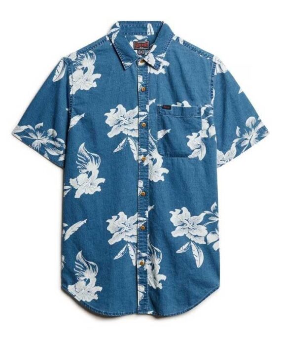 Superdry Vintage Loom Short Sleeve Shirt 3XL Blue