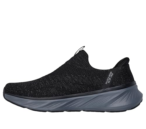 Skechers Men's Edgeride Commissioner Slip-On Sneakers, Black Knit/Charcoal Trim, 7 UK