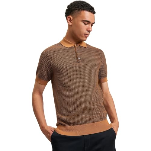 Ben Sherman Mens Knitted Textured Polo Shirt (UK, Alpha, M, Regular, Regular, Camel) - Image 2