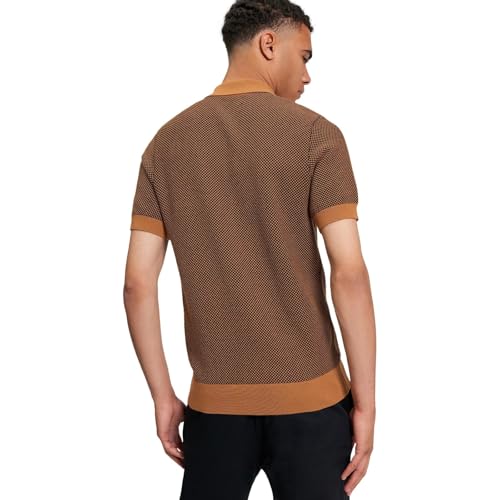 Ben Sherman Mens Knitted Textured Polo Shirt (UK, Alpha, M, Regular, Regular, Camel) - Image 3