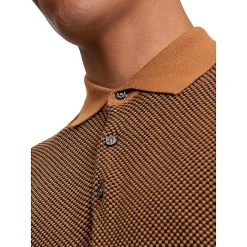Ben Sherman Mens Knitted Textured Polo Shirt (UK, Alpha, M, Regular, Regular, Camel) - Image 4