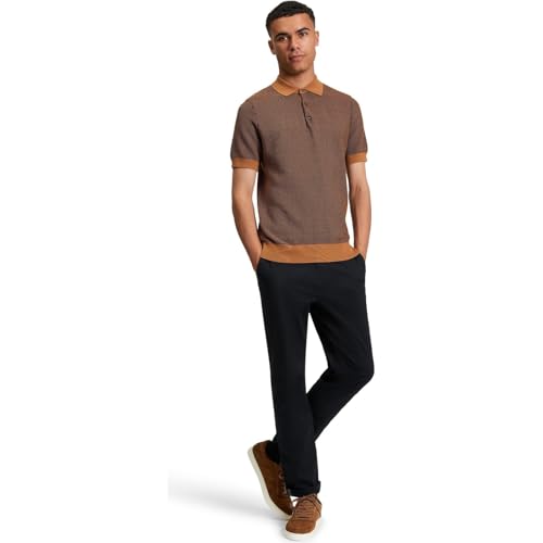 Ben Sherman Mens Knitted Textured Polo Shirt (UK, Alpha, M, Regular, Regular, Camel) - Image 5