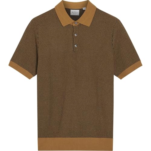 Ben Sherman Mens Knitted Textured Polo Shirt (UK, Alpha, M, Regular, Regular, Camel) - Image 6