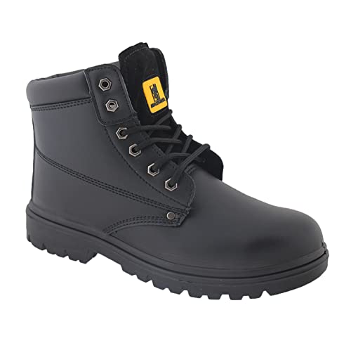 Mens Leather Ankle Safety Boots Lace Up Steel Toe Cap Work Boots Hiker Ladies Shoes Sz (BLACK, uk_footwear_size_system, adult, men, numeric, medium, numeric_10) - Image 3