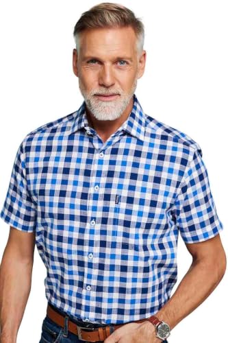 Champion Mens Country Casual Short Sleeve Shirt (as8, Neck, 18, 18_Point_5, Regular, Regular, Blue)