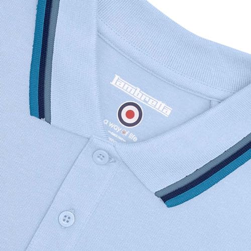Lambretta Mens Triple Tipped Polo Shirt - Sky/Green/Navy/Lagoon - XL