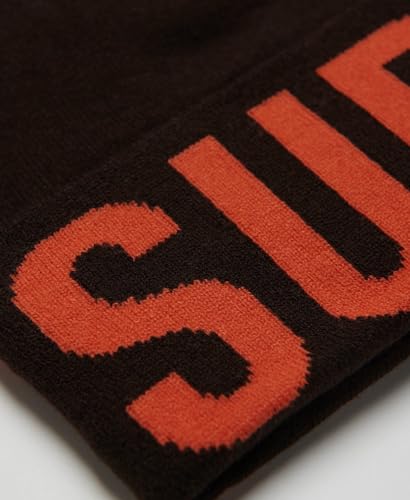 Superdry Knitted Beanie Hat Baseball Cap for Women, Dark Oak Brown, One Size