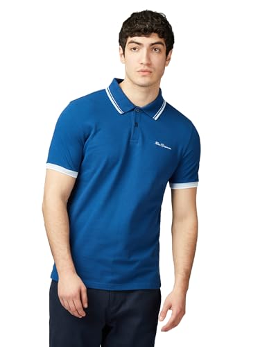 Ben Sherman Men's Signature Pique Polo T-Shirt, 100% Organic Cotton, Regular Fit (Royal Blue.) XL