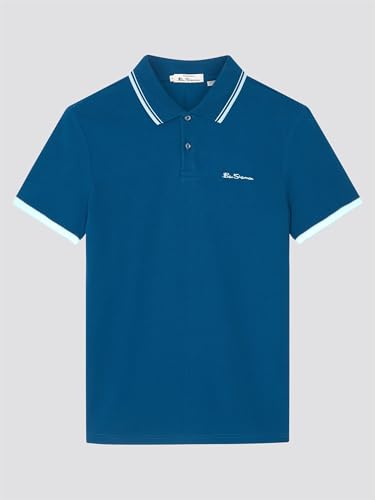 Ben Sherman Men's Signature Pique Polo T-Shirt, 100% Organic Cotton, Regular Fit (Royal Blue.) XL - Image 5