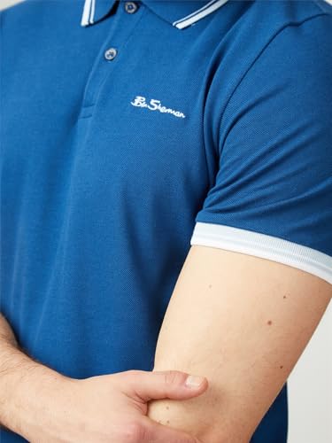 Ben Sherman Men's Signature Pique Polo T-Shirt, 100% Organic Cotton, Regular Fit (Royal Blue.) XL - Image 6