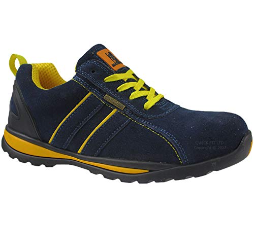 New Mens Ultra Lightweight Steel Toe Cap Safety Work Trainers Shoes Ladies Boots (10 UK) Navy