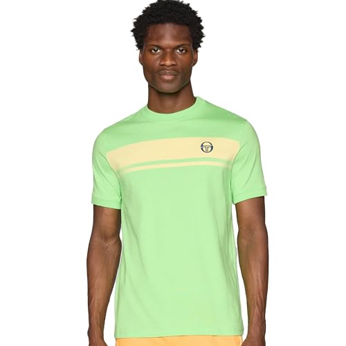 Sergio Tacchini Master T-Shirt, Summer Green/Pale Banana, Striped Design (UK, Alpha, XXL, Regular, Regular, Summer Green/Pale Banana)