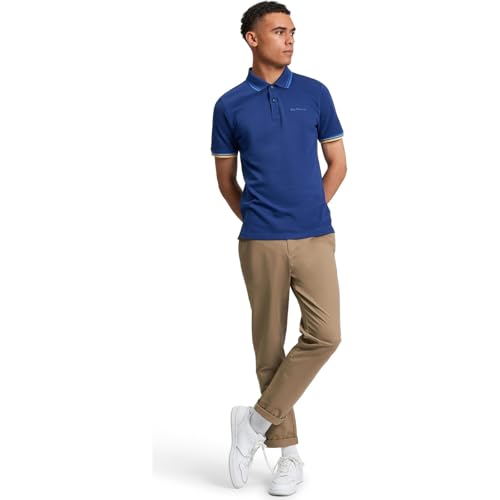 Ben Sherman Men's Signature Pique Polo T-Shirt, 100% Organic Cotton, Regular Fit (Persian Blue) L - Image 4