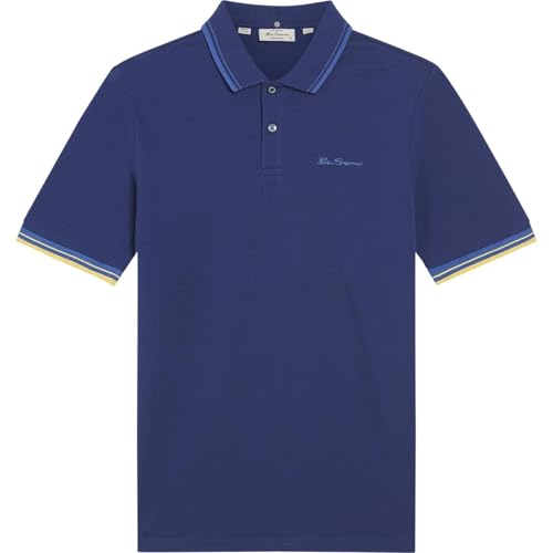 Ben Sherman Men's Signature Pique Polo T-Shirt, 100% Organic Cotton, Regular Fit (Persian Blue) L - Image 6