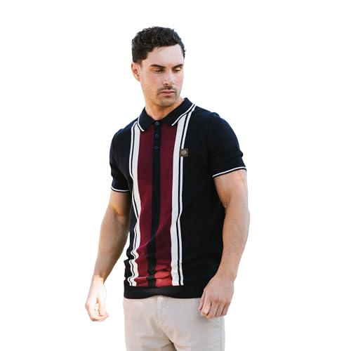 Lambretta Mens Knitted Polo Shirt (UK, Alpha, L, Regular, Regular, Navy)