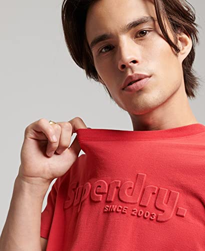 Superdry Men's Vintage Terrain Emboss Tee Shirt, Dark Red, M