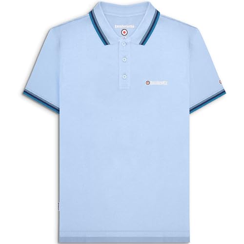 Lambretta Mens Triple Tipped Polo Shirt - Sky/Green/Navy/Lagoon - 2XL - Image 2