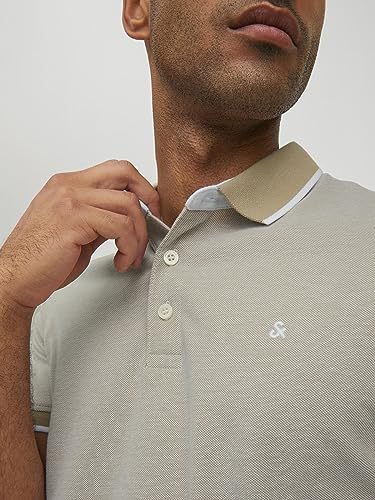 Jack & Jones Men's Jjepaulos Polo Ss Noos Polo Shirt, Crockery / Detail: Slim Fit, M