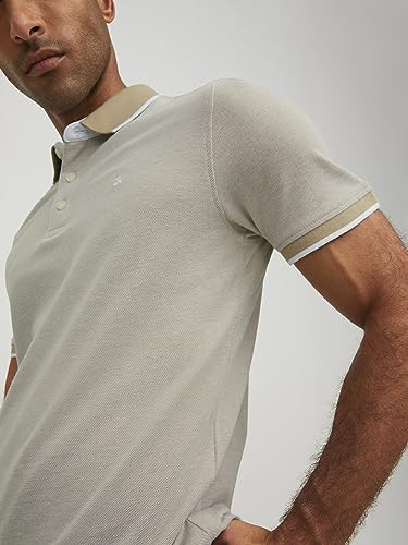 Jack & Jones Men's Jjepaulos Polo Ss Noos Polo Shirt, Crockery / Detail: Slim Fit, M - Image 7