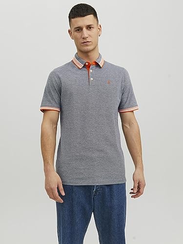 Jack & Jones Men's Jjepaulos Polo Ss Noos Polo Shirt, Navy Blazer/Detail: Neon, M - Image 3