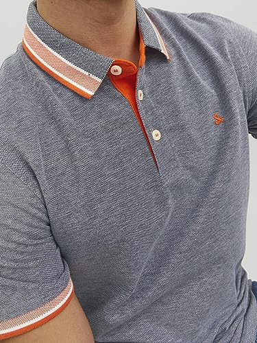 Jack & Jones Men's Jjepaulos Polo Ss Noos Polo Shirt, Navy Blazer/Detail: Neon, M - Image 6