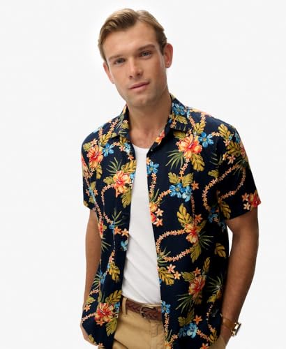 Superdry Hawaiian Print Long Sleeve Shirt 3XL Blue - Image 3