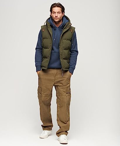 Superdry Men's Hooded Vest Jacket, Surplus Olive Goods, L - Image 4