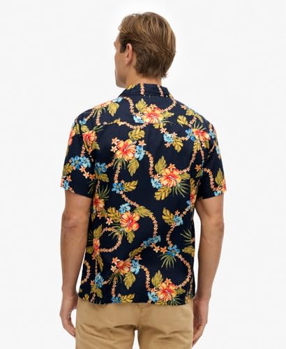 Superdry Hawaiian Print Long Sleeve Shirt 3XL Blue - Image 6