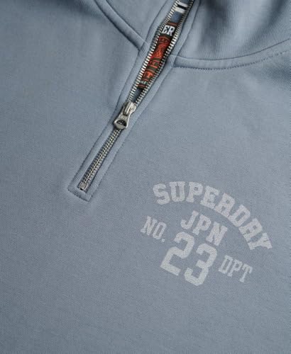 Superdry Mens Athletic Essential Half Zip Sweatshirt Flint Stone Blue Grey (UK, Alpha, XXL, Regular, Regular, Stone Blue Grey)