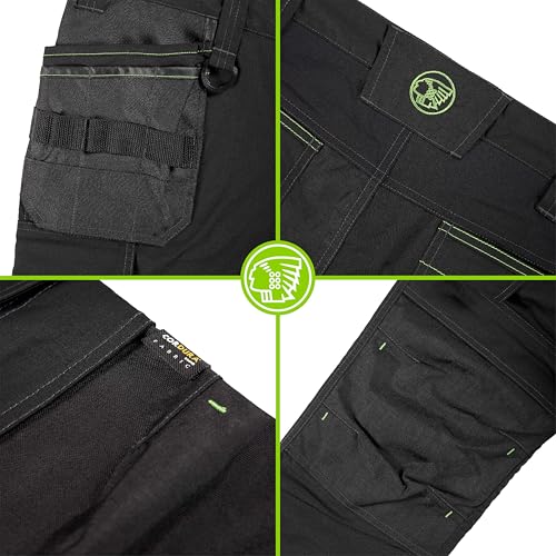 Apache Sudbury Mens Work Trousers | Black UK Size 34W 31L | Lightweight Stretch Comfort Slim Fit | Rip-Stop Fabric | Cargo and Holster Pockets
