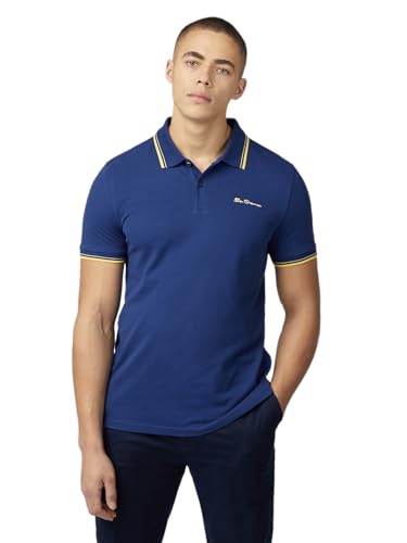 Ben Sherman Men's Signature Pique Polo T-Shirt, 100% Organic Cotton, Regular Fit (Wilight Denim) L