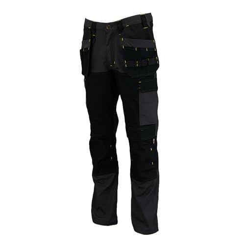 STANLEY Dixon Men's Holster Pocket, Regular Fit, Cordura Reinforced, Stretch Work Trousers, Grey/Black, W32/L31