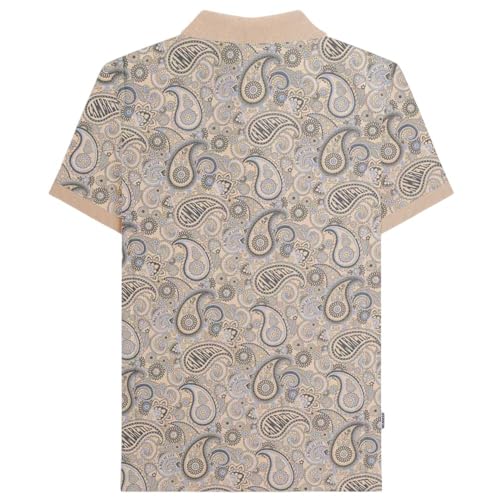 Lambretta Mens Brand Paisley Short Sleeve Polo Shirt (UK, Alpha, XXL, Regular, Regular, Stone)