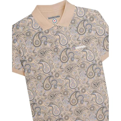 Lambretta Mens Brand Paisley Short Sleeve Polo Shirt (UK, Alpha, XXL, Regular, Regular, Stone) - Image 5