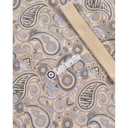 Lambretta Mens Brand Paisley Short Sleeve Polo Shirt (UK, Alpha, XXL, Regular, Regular, Stone) - Image 7