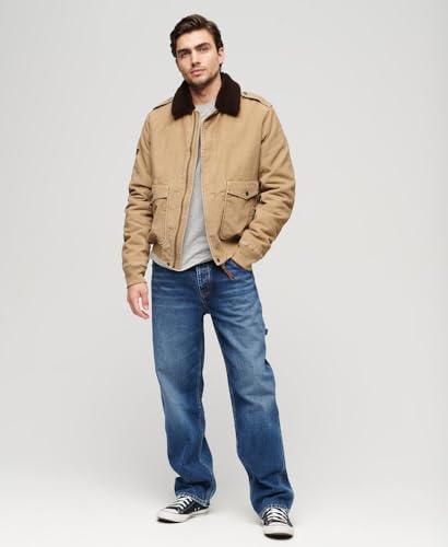 Superdry Men's 70's Cord Borg Collar Jacket, Classic Tan Brown, XL
