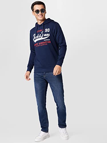 Jack & Jones Men's Jjelogo 2 Col 22/23 Noos Hooded Sweatshirt, Navy Blazer, M UK - Image 4
