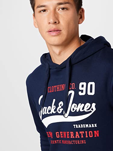 Jack & Jones Men's Jjelogo 2 Col 22/23 Noos Hooded Sweatshirt, Navy Blazer, M UK - Image 6